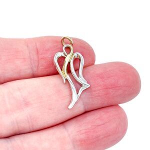 Vintage Sterling Silver 925 Two-Tone Angel Wing Pendant